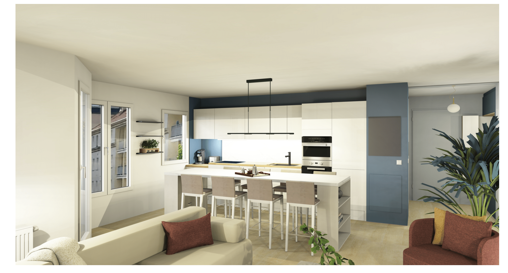 rénovation-cuisine-ouverte-ilot-central-sannois